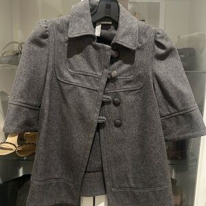 French connection Gray Wool Blend Cape Coat jacket blazer size 2